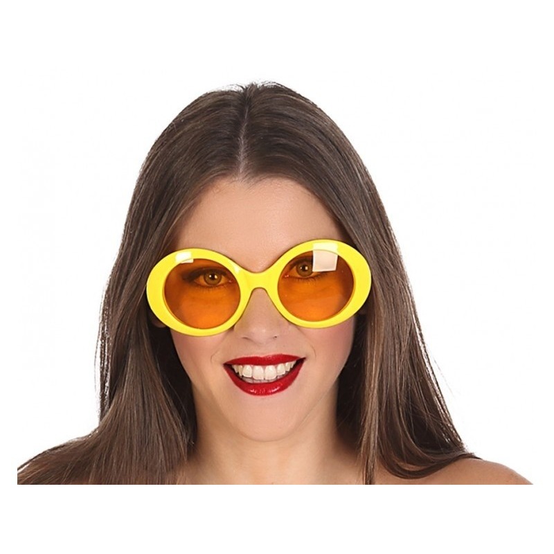 Grote gele ronde verkleed zonnebril