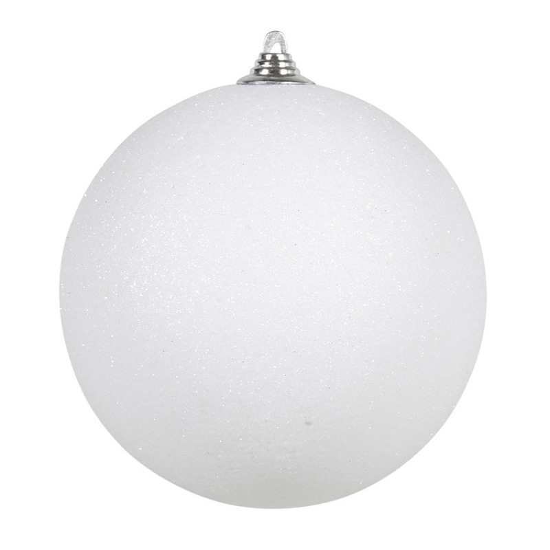 Grote kerstbal glitters wit 18 cm mega kerstballen kerstversiering