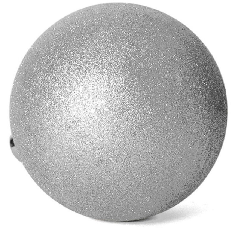 Grote kerstballen zilver glitters kunststof 15 cm