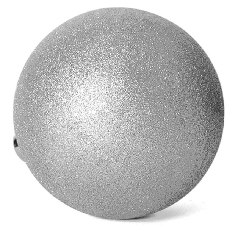 Grote kerstballen zilver glitters kunststof 20 cm