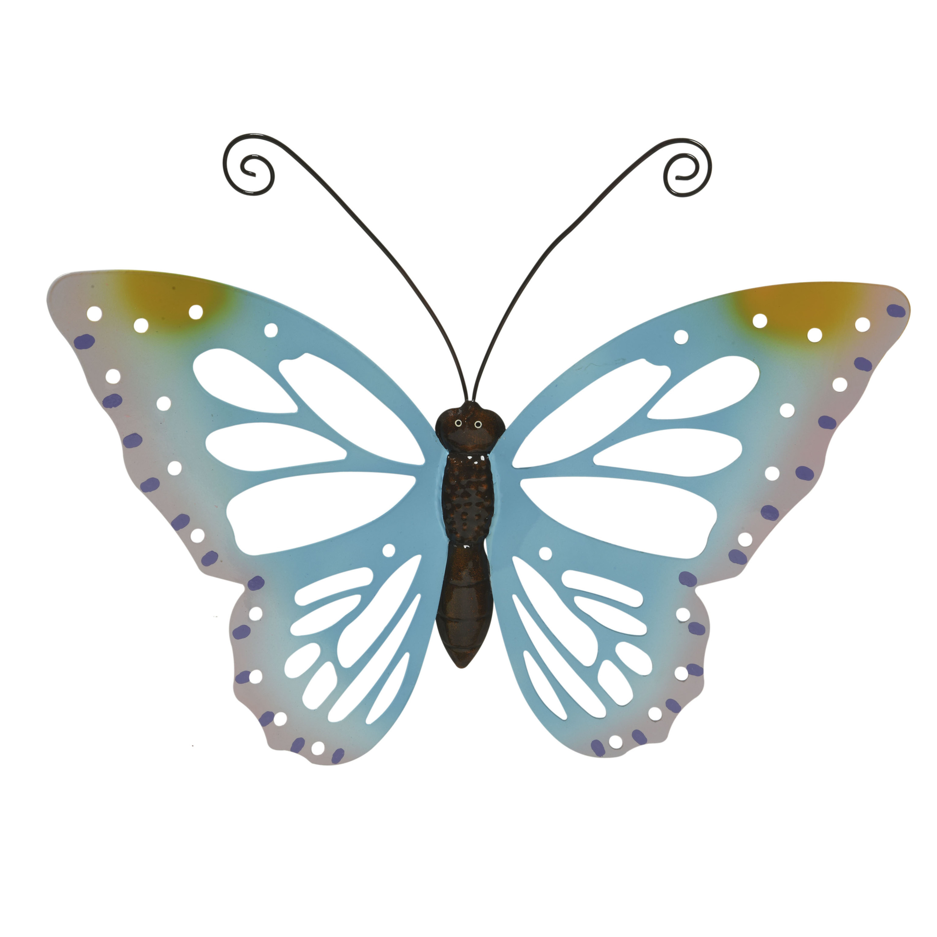 Grote lichtblauwe vlinders-muurvlinders 51 x 38 cm cm tuindecoratie
