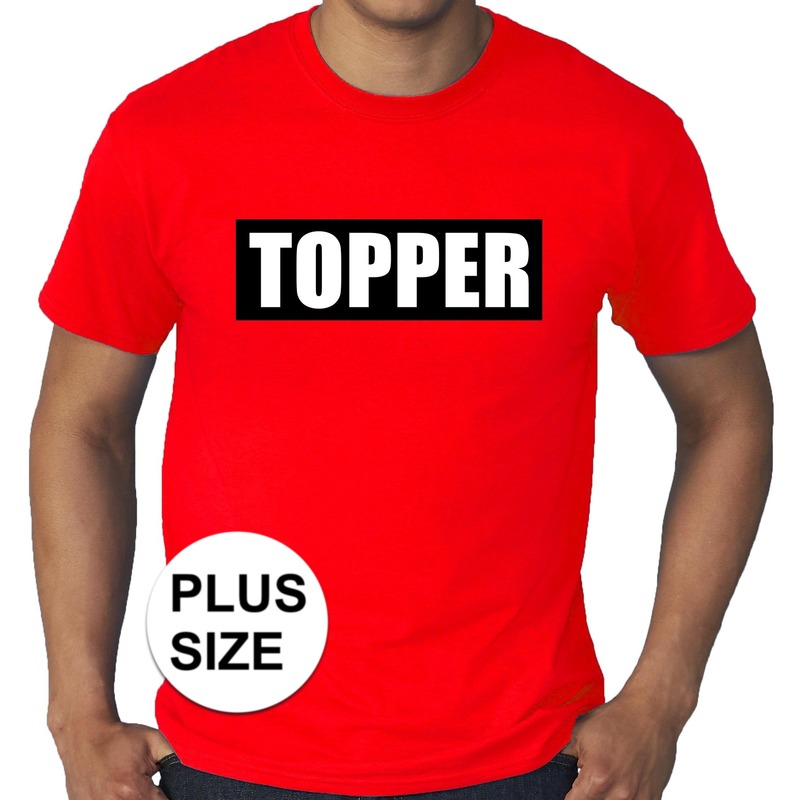 Grote maten Topper in kader t-shirt rood heren