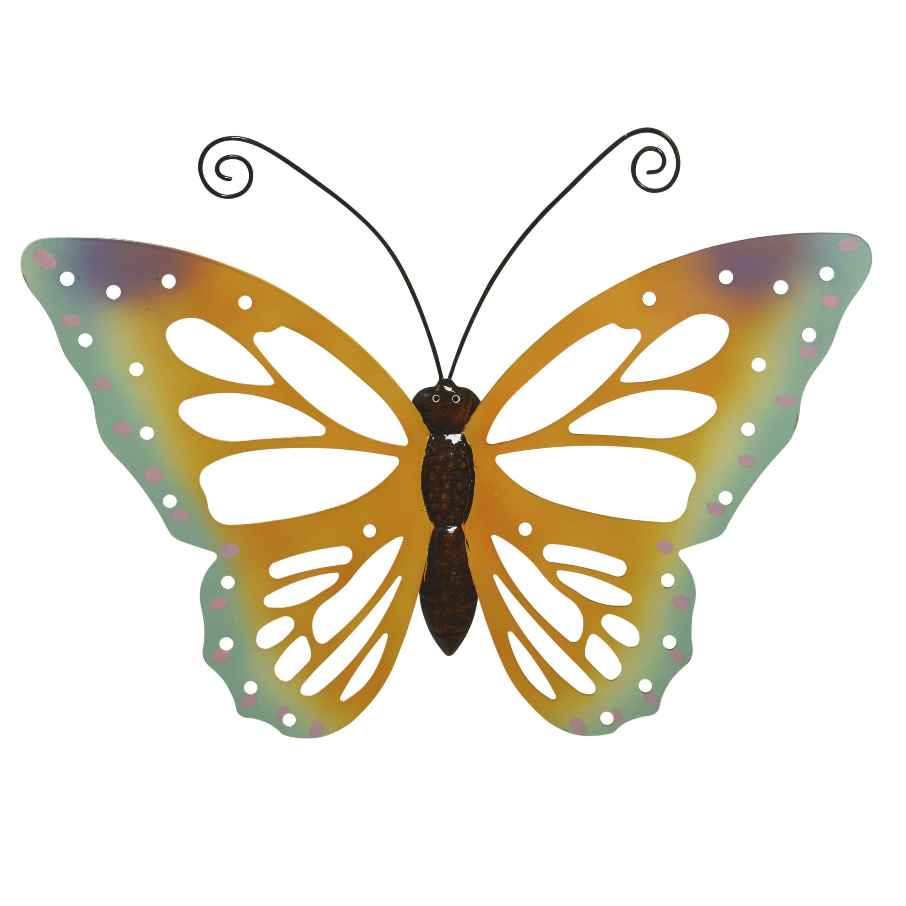 Grote oranje-gele vlinders-muurvlinders 51 x 38 cm cm tuindecoratie