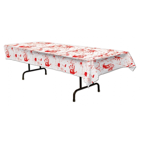 Halloweeen horror thema tafelkleed met bloed 275 x 135 cm