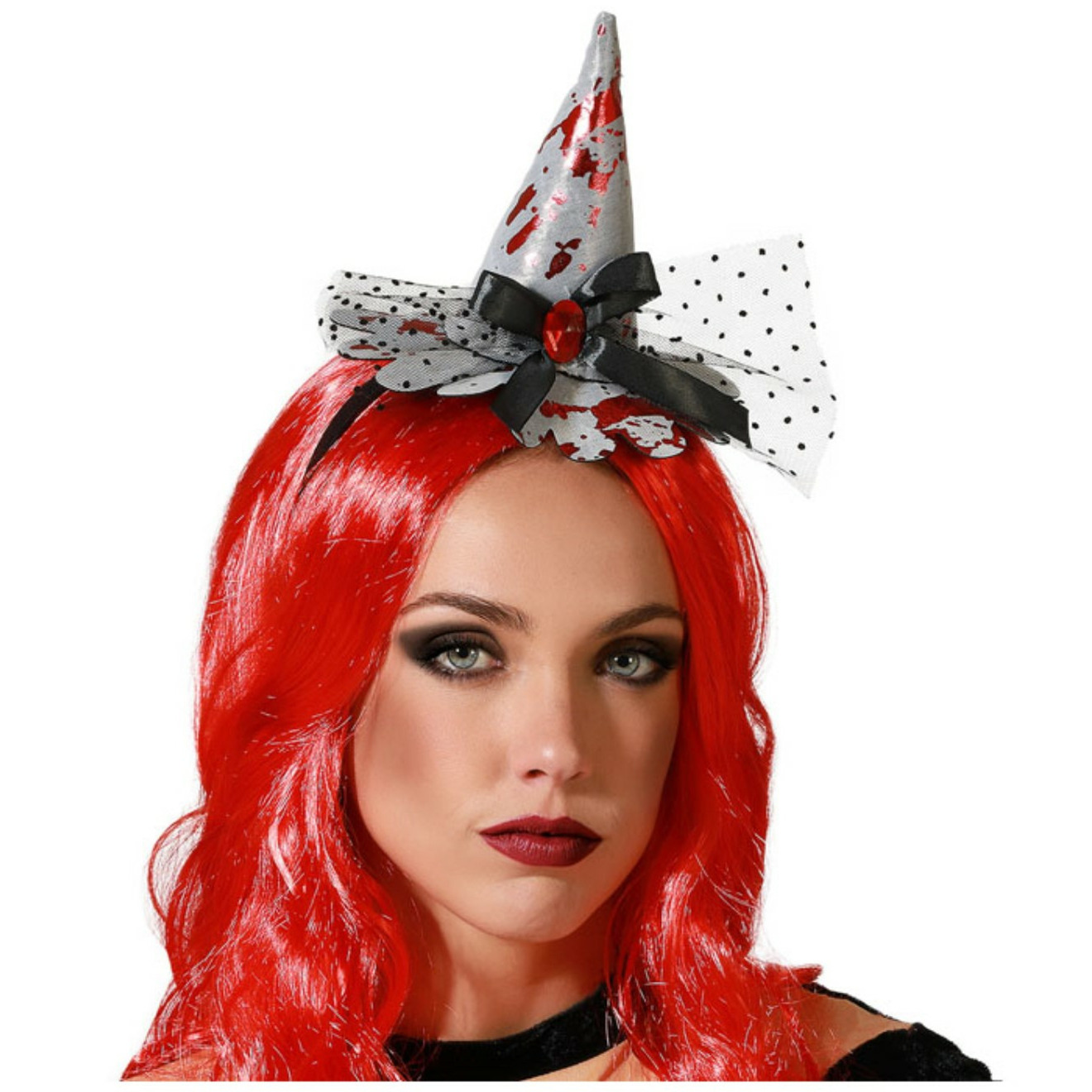 Halloween heksenhoed mini hoedje op diadeem one size zilver-bloed meisjes-dames