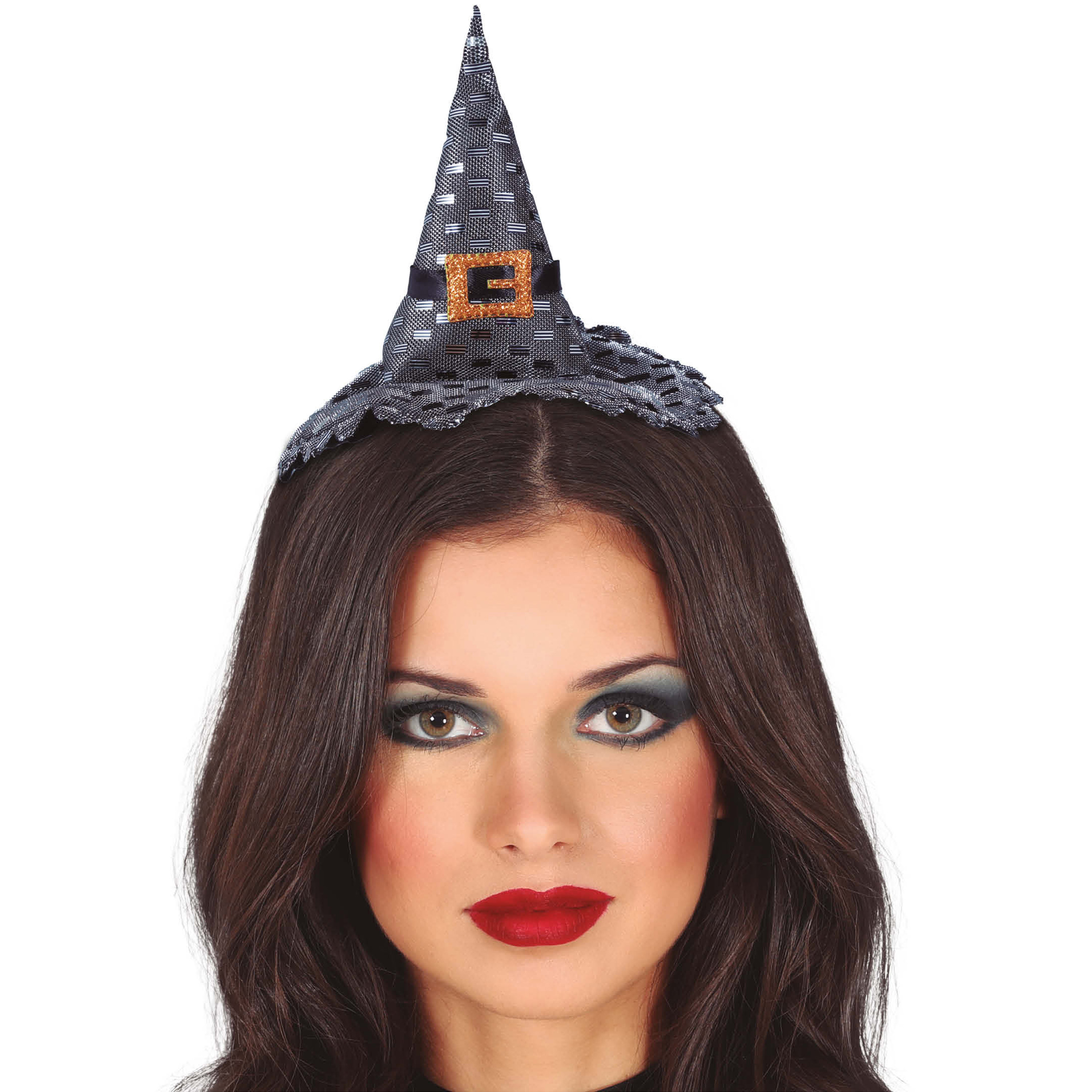 Halloween heksenhoed mini hoedje op diadeem one size zilver meisjes-dames