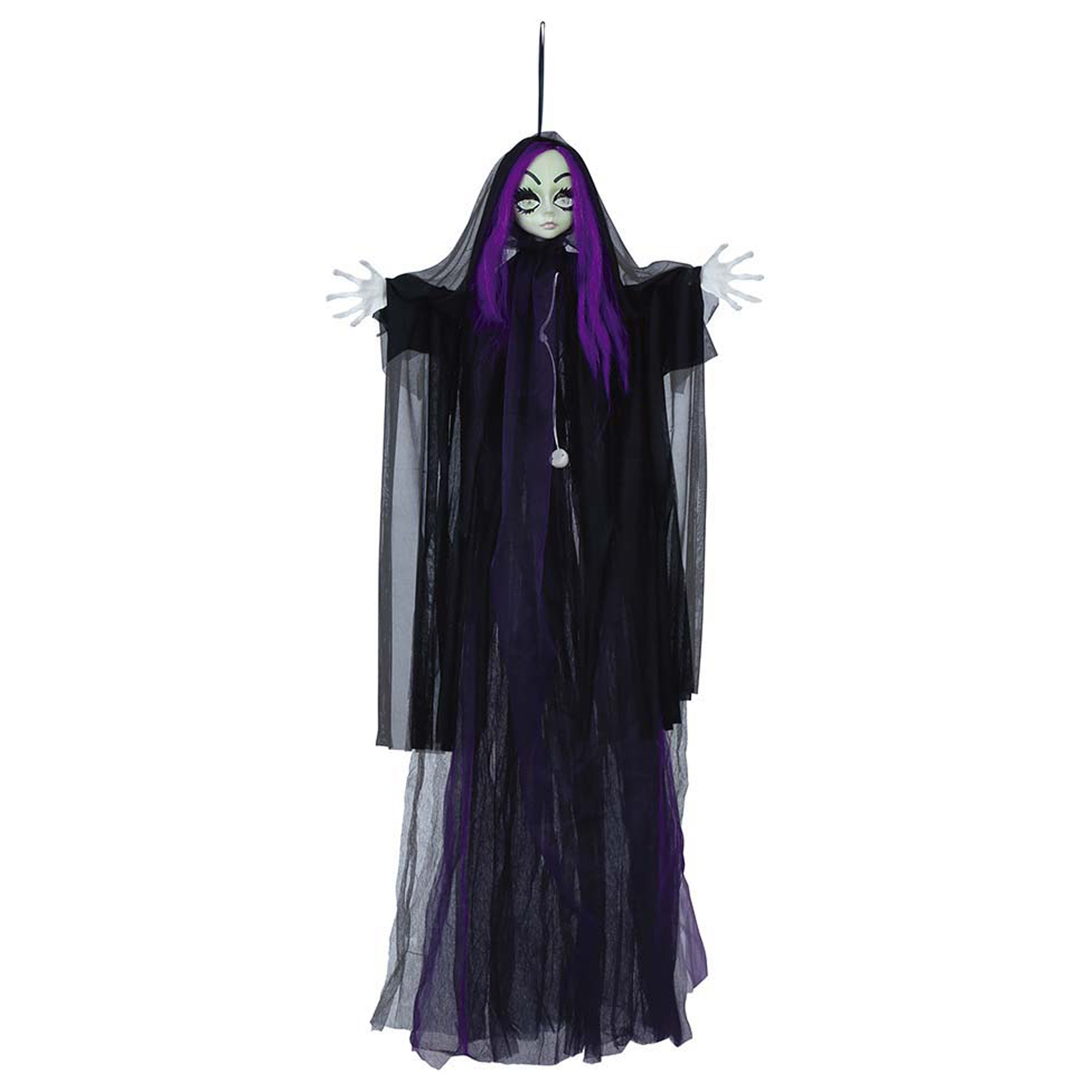 Halloween-horror thema hang decoratie Geest-spook met LED licht griezel pop 120 cm