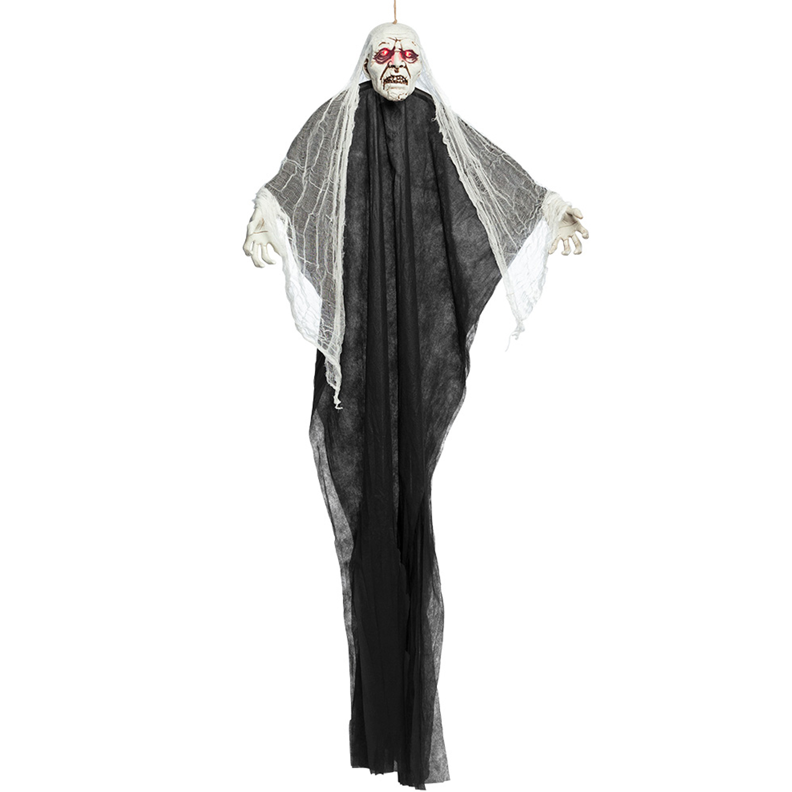 Halloween-horror thema hang decoratie spook-geest-skelet met LED licht griezel pop 170 cm