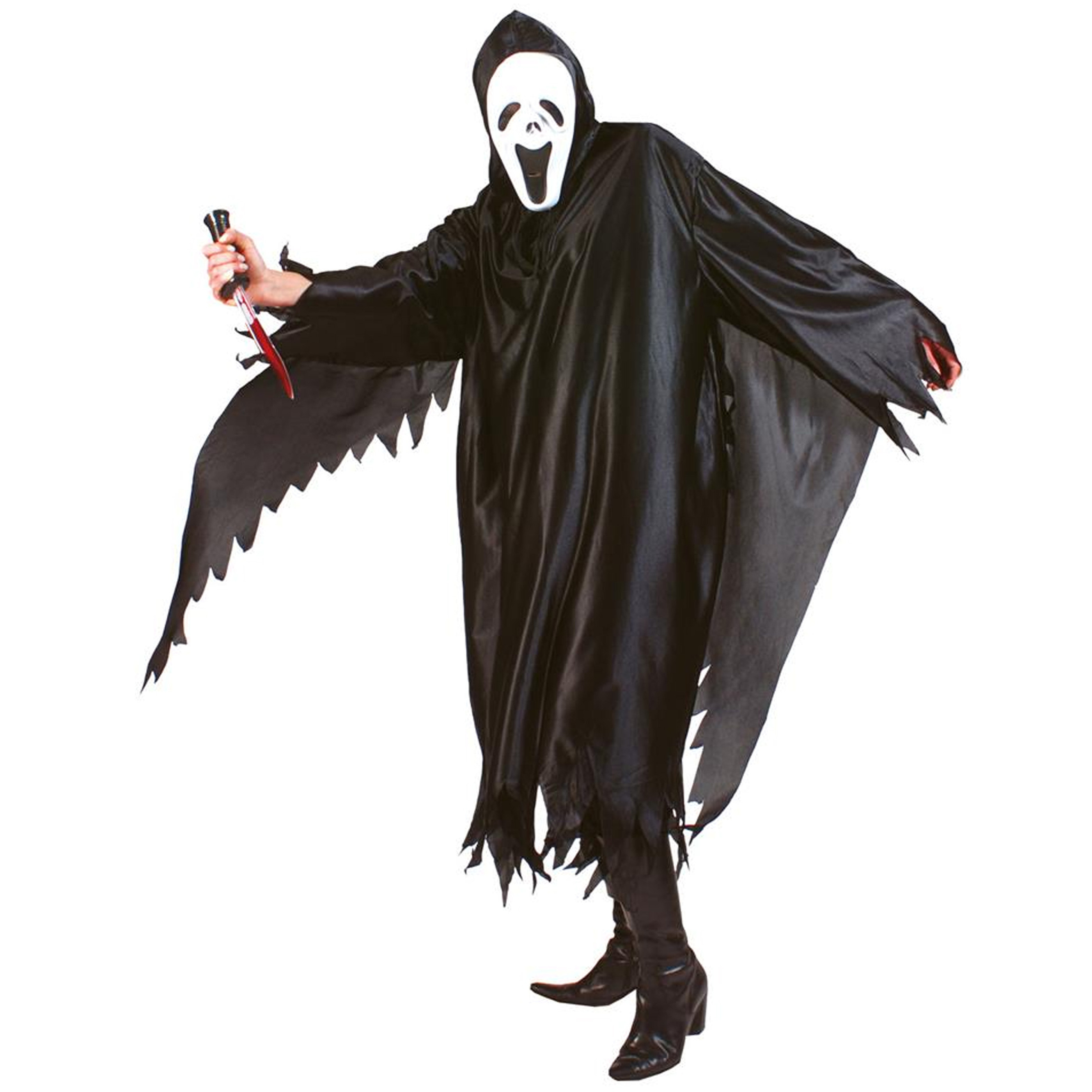 Halloween Scream verkleed cape-gewaad met kap Spook-geest zwart Voor volwassenen