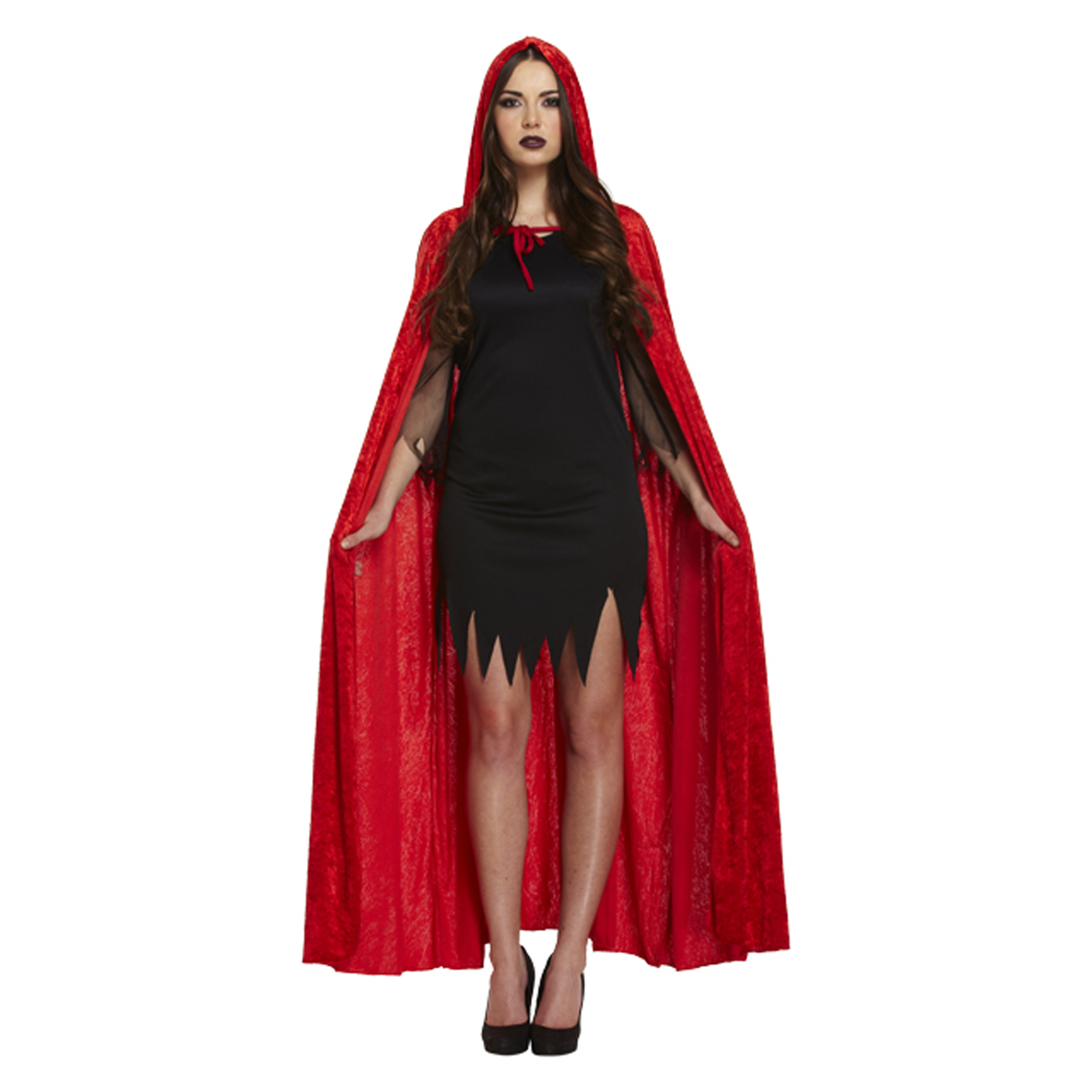 Halloween verkleed cape met capuchon voor volwassenen rood fluweel