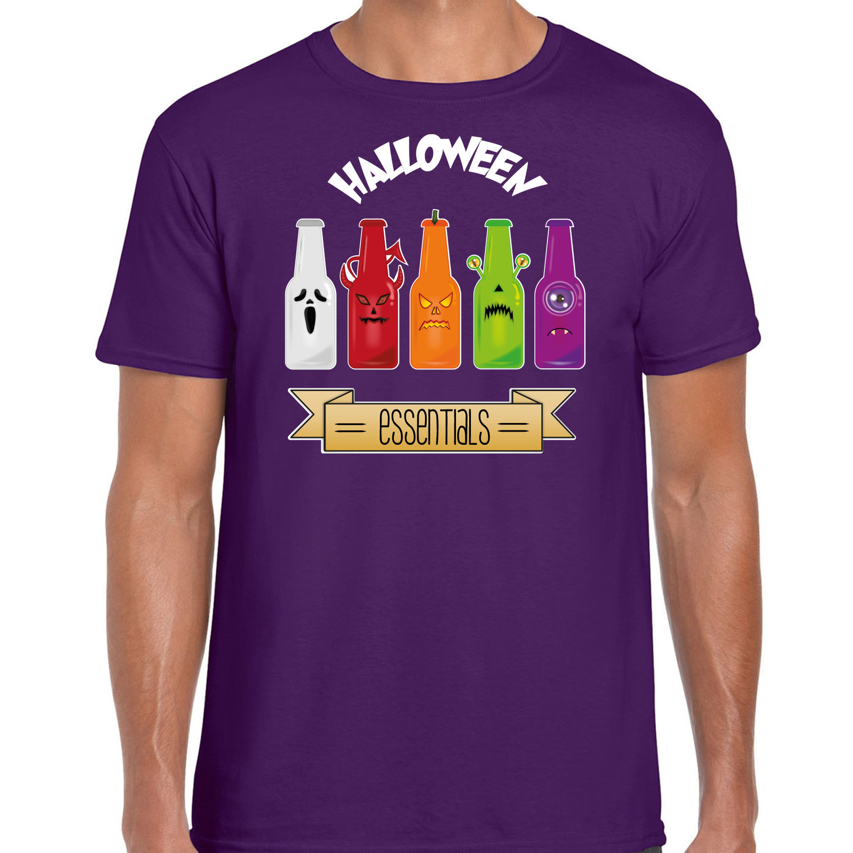Halloween verkleed t-shirt heren bier monster paars themafeest outfit