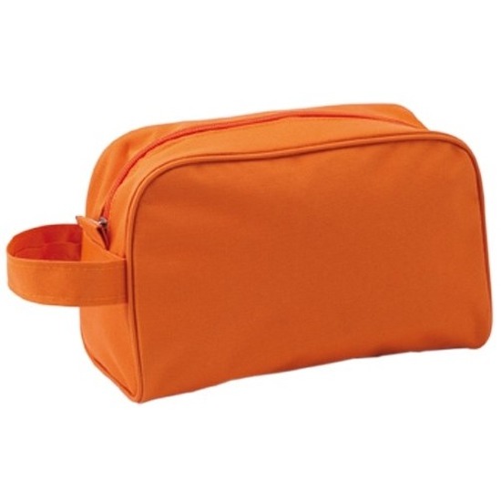 Handbagage-reis toilettas oranje met handvat 21,5 cm voor heren-dames