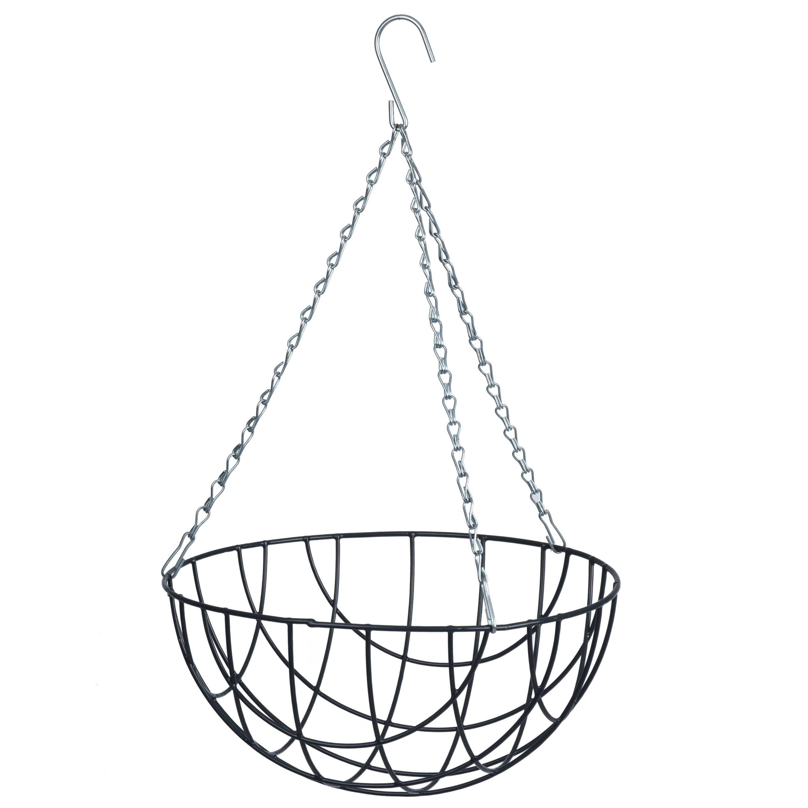Hanging basket-plantenbak grijs met ketting 17 x 35 x 35 cm metaaldraad hangende bloemenmand