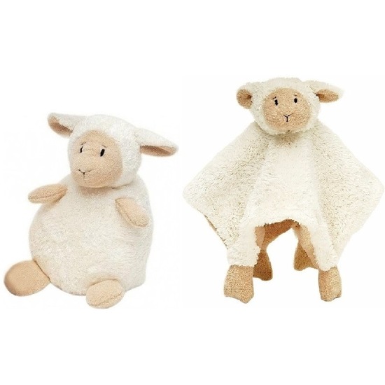Happy Horse witte schaap-lam zittend baby knuffeltje en knuffeldoekje voor jongens-meisjes