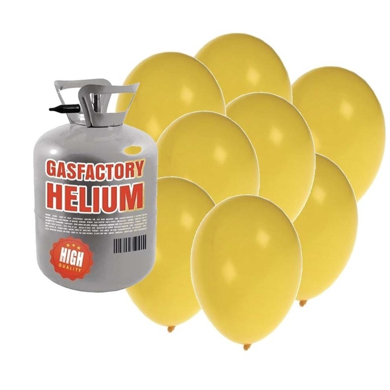 Helium tank met gele ballonnen 30 stuks