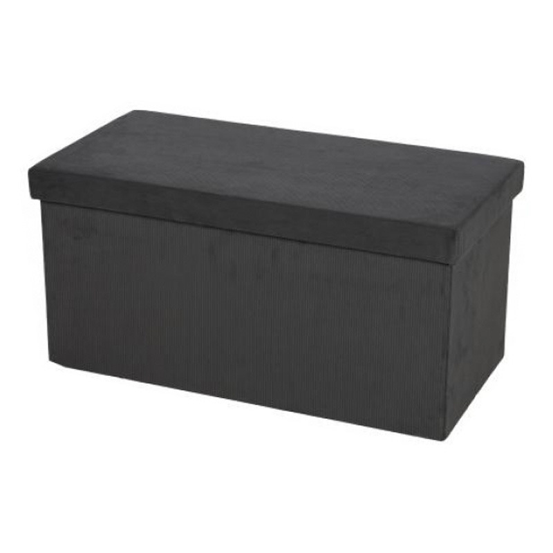 Hocker bank poef XXL opbergbox donkergrijs polyester-mdf 76 x 38 x 38 cm opvouwbaar