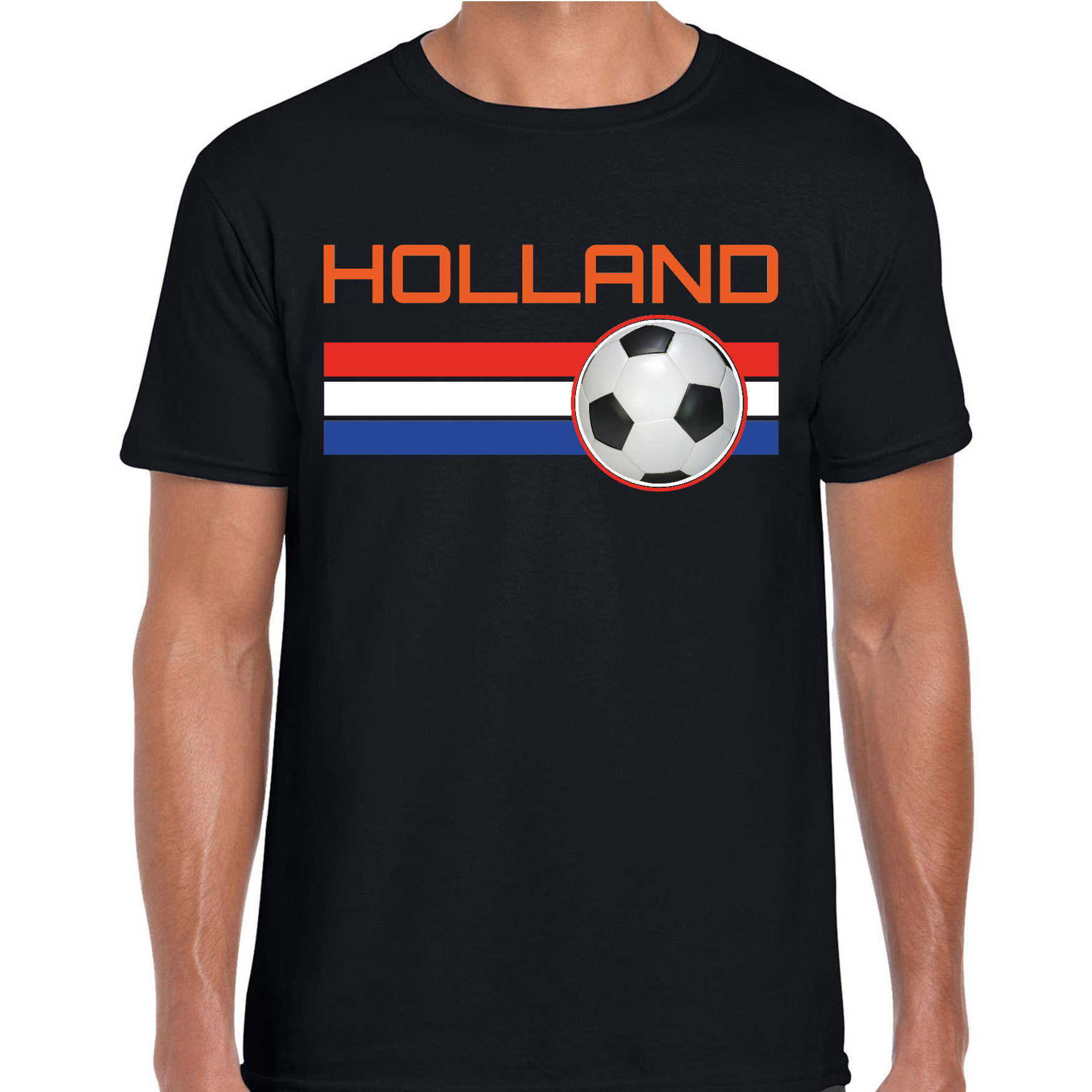 Holland voetbal-landen t-shirt zwart heren
