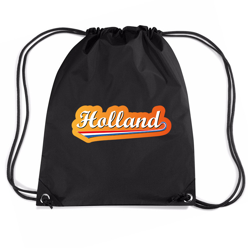 Holland voetbal rugzakje-sporttas met rijgkoord zwart