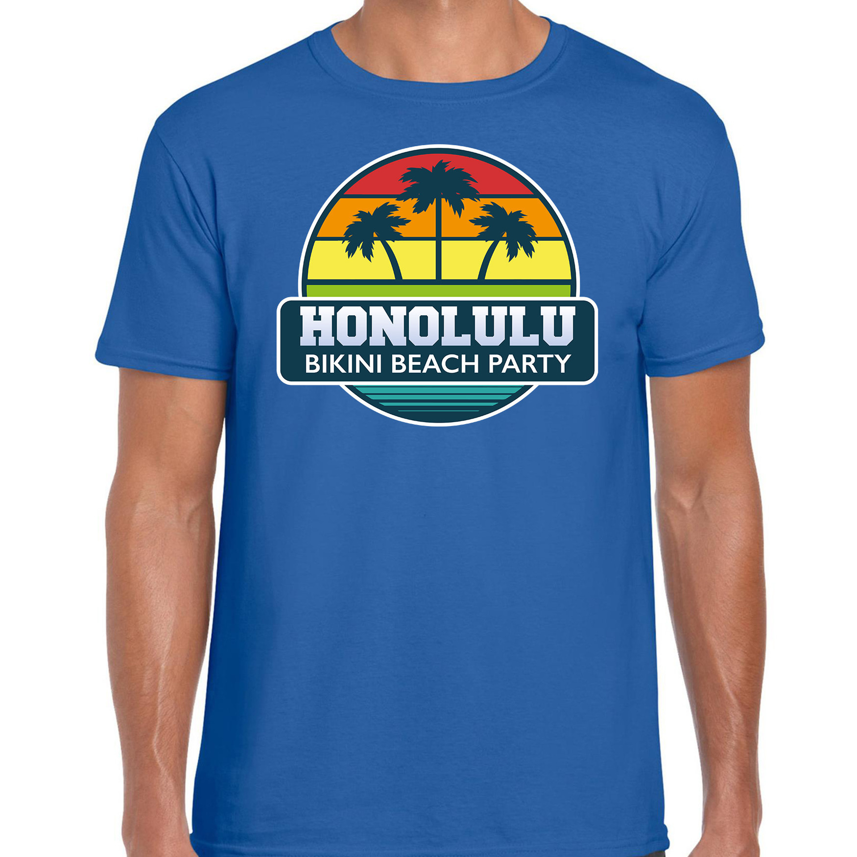 Honolulu zomer t-shirt-shirt Honolulu bikini beach party blauw voor heren