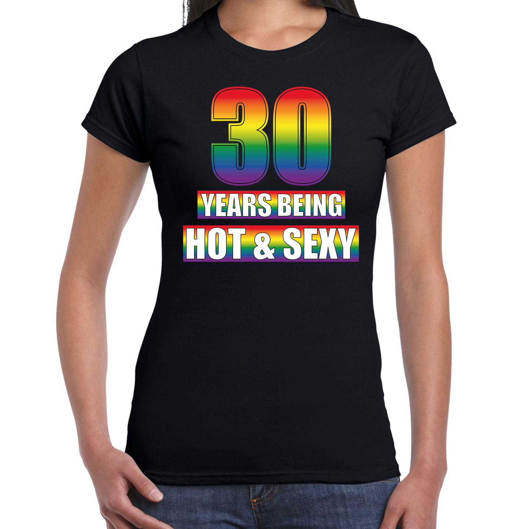 Hot en sexy 30 jaar verjaardag cadeau t-shirt zwart voor dames Gay- LHBT kleding-outfit