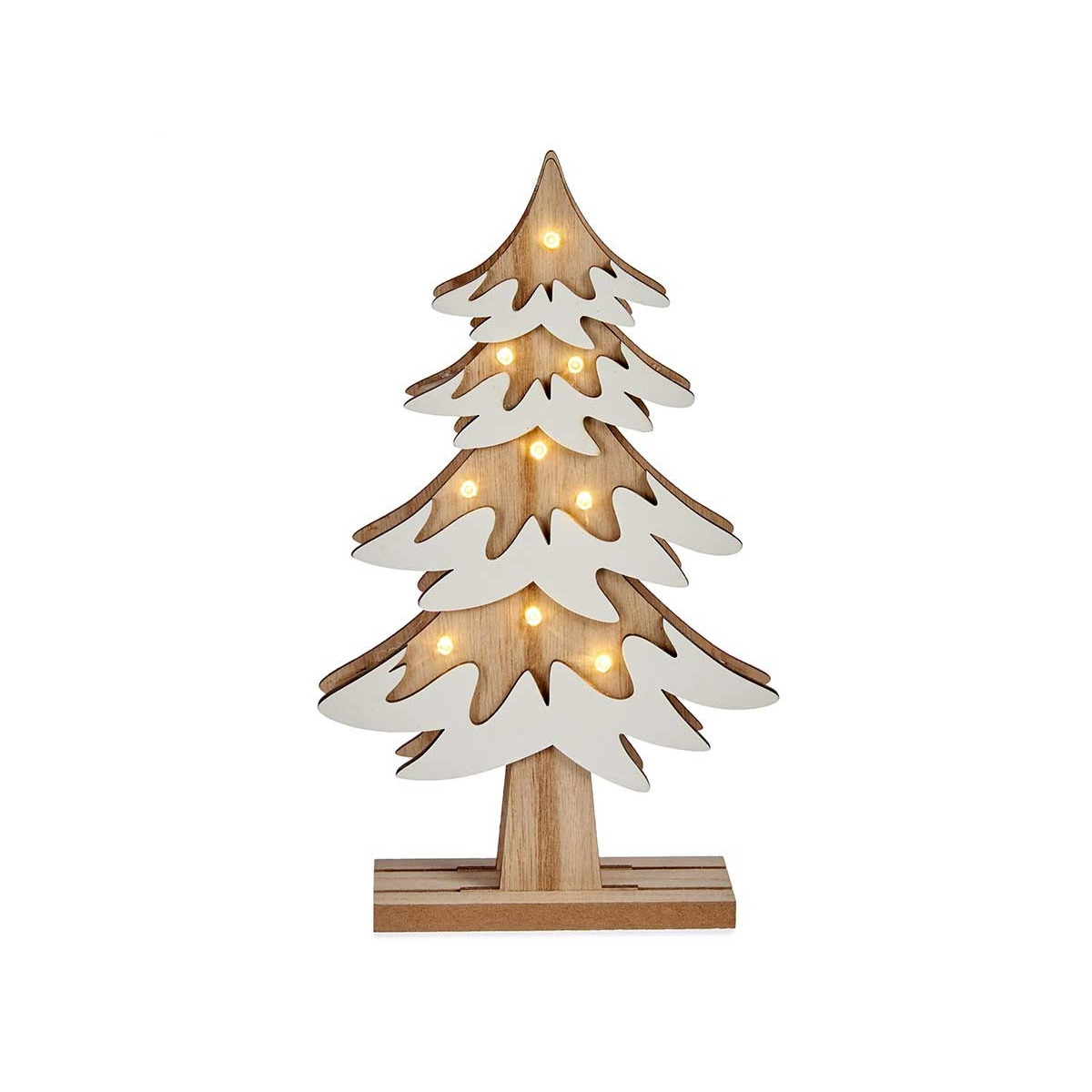 Houten kerstboompje decoratie van 25 cm met LED verlichting