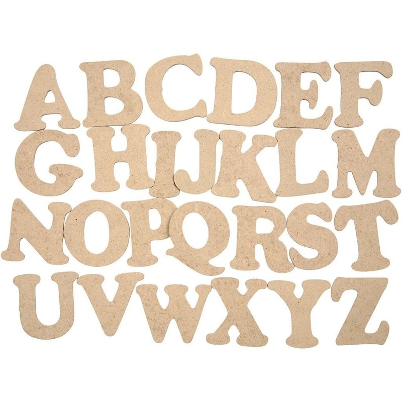 Houten onbedrukte letters 26 stuks
