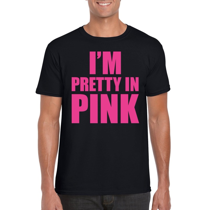 I am pretty in pink shirt zwart heren