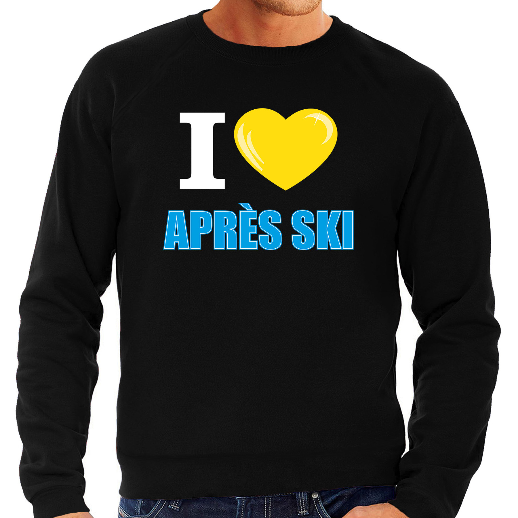 I love Apres-ski sweater-trui Wintersport zwart voor heren