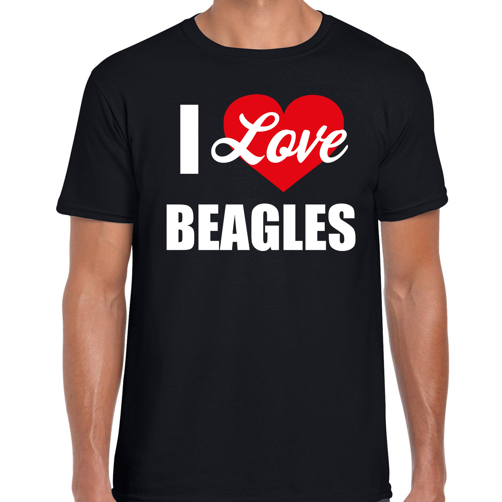 I love Beagles honden t-shirt zwart voor heren