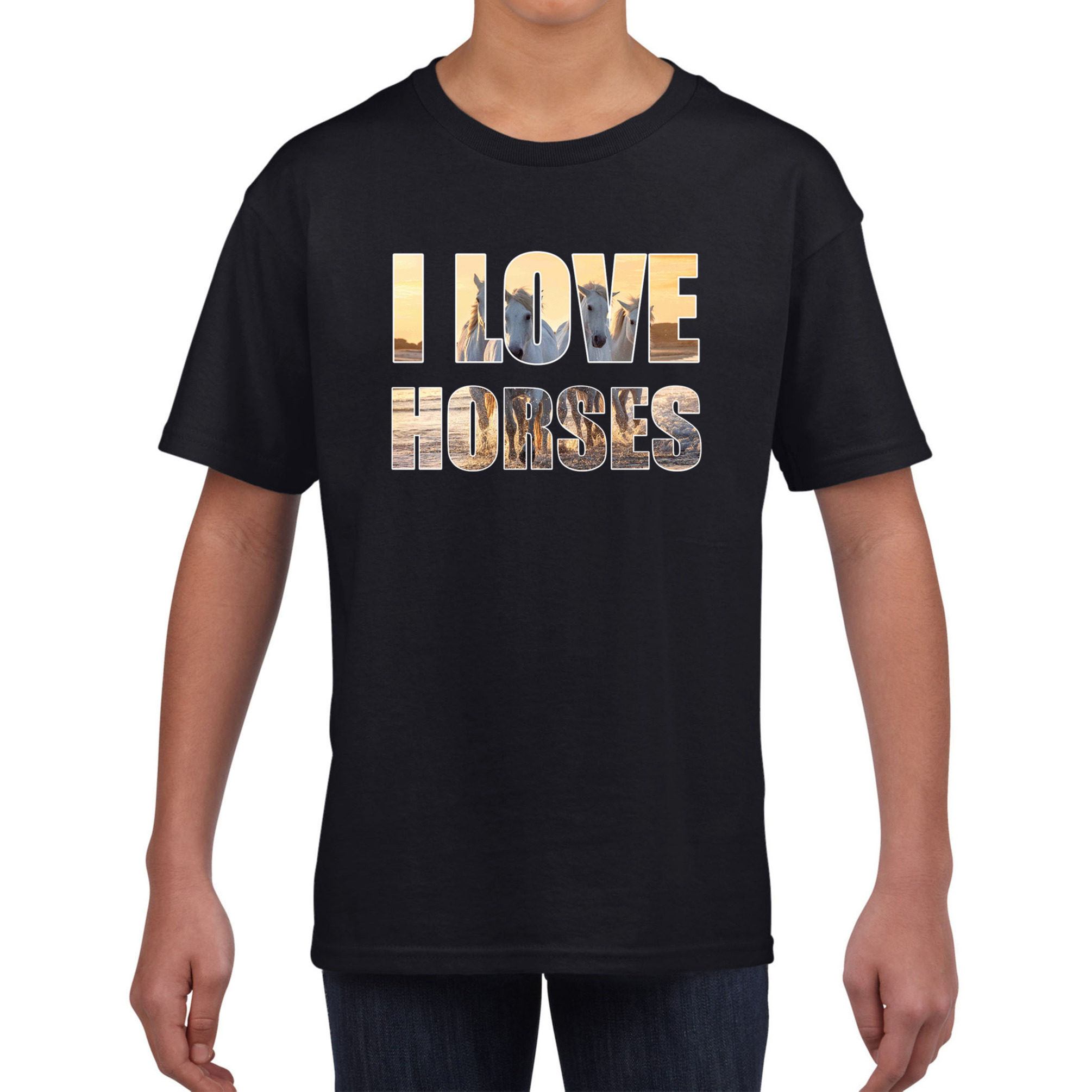 I love horses-paarden t-shirt zwart kids