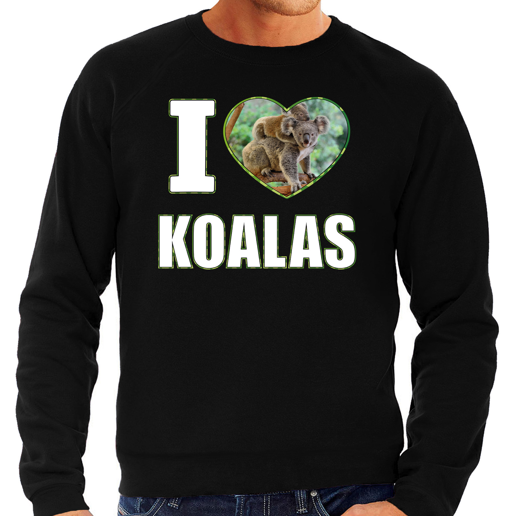 I love koalas sweater / trui met dieren foto van een koala zwart voor heren