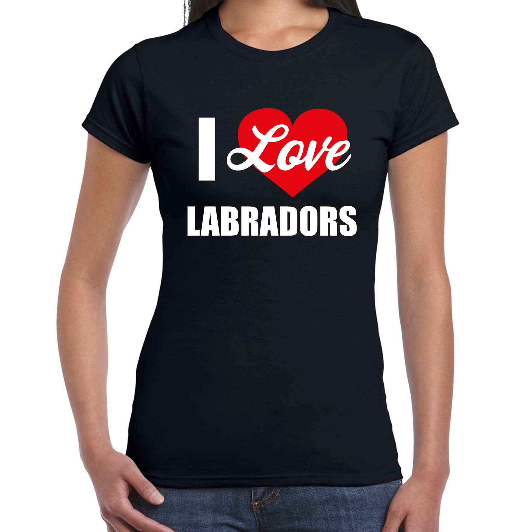 I love Labradors honden t-shirt zwart voor dames