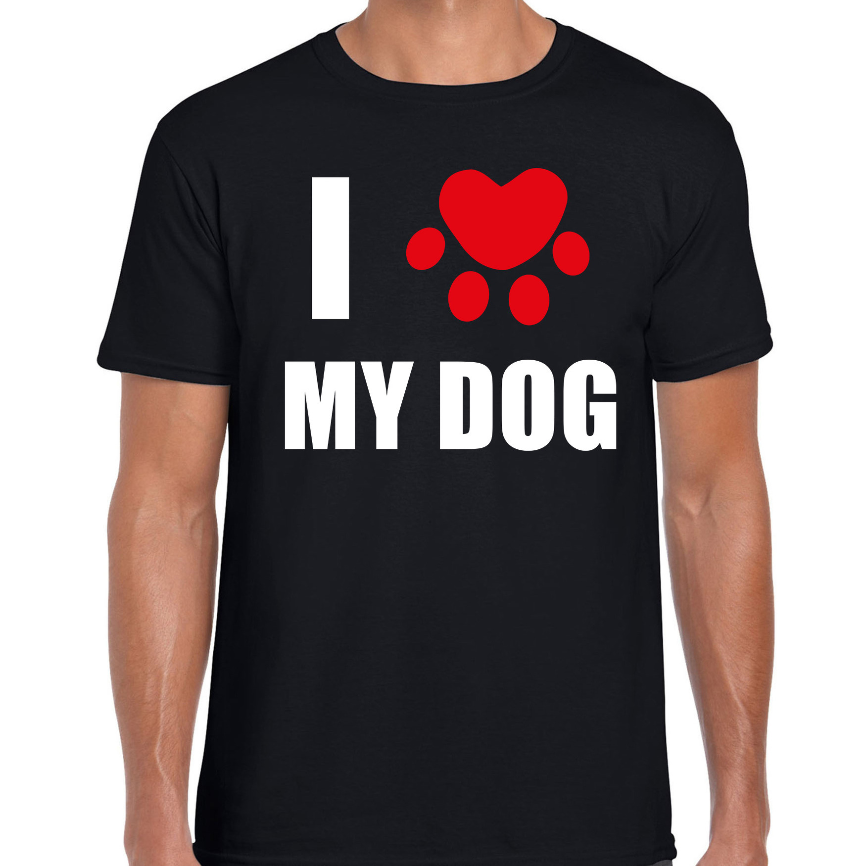 I love my dog-Ik hou van mijn hond honden t-shirt zwart voor heren
