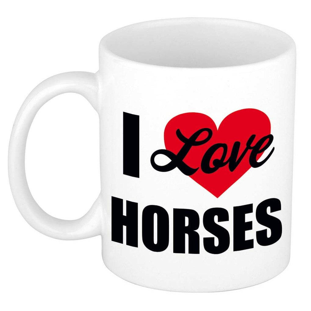 I love my horses-Ik hou van mijn paarden cadeau mok-beker wit 300 ml Cadeau mokken