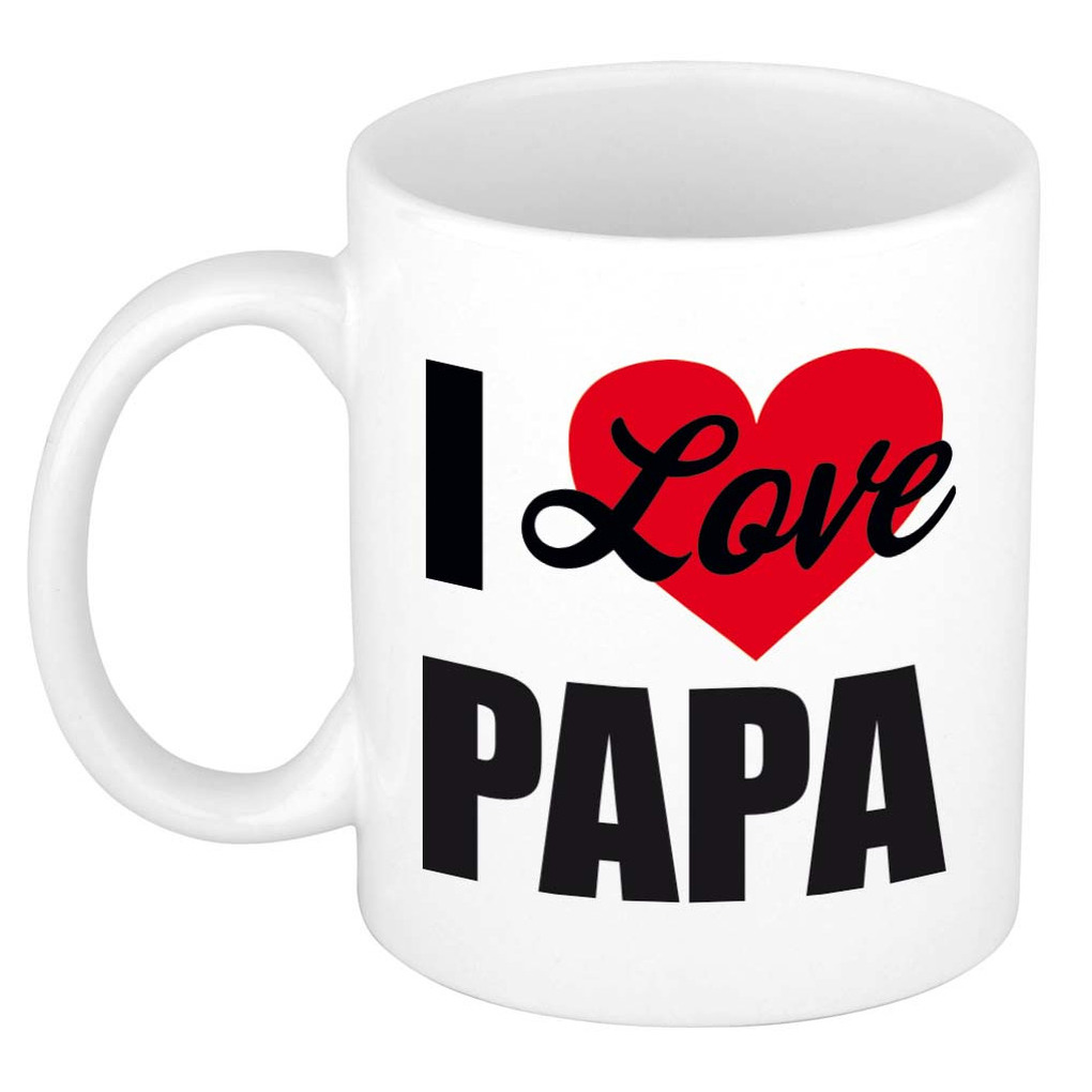 I love papa-Ik hou van papa cadeau mok-beker wit 300 ml Cadeau mokken