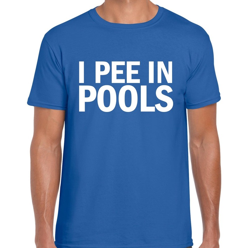 I pee in pools fun tekst t-shirt blauw voor heren