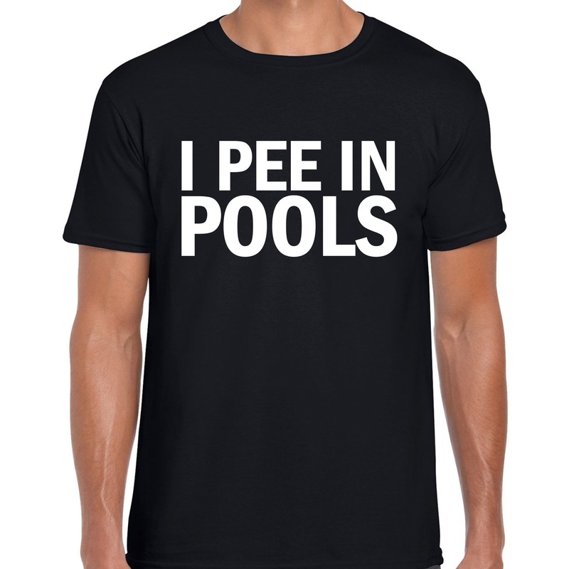 I pee in pools fun tekst t-shirt zwart voor heren