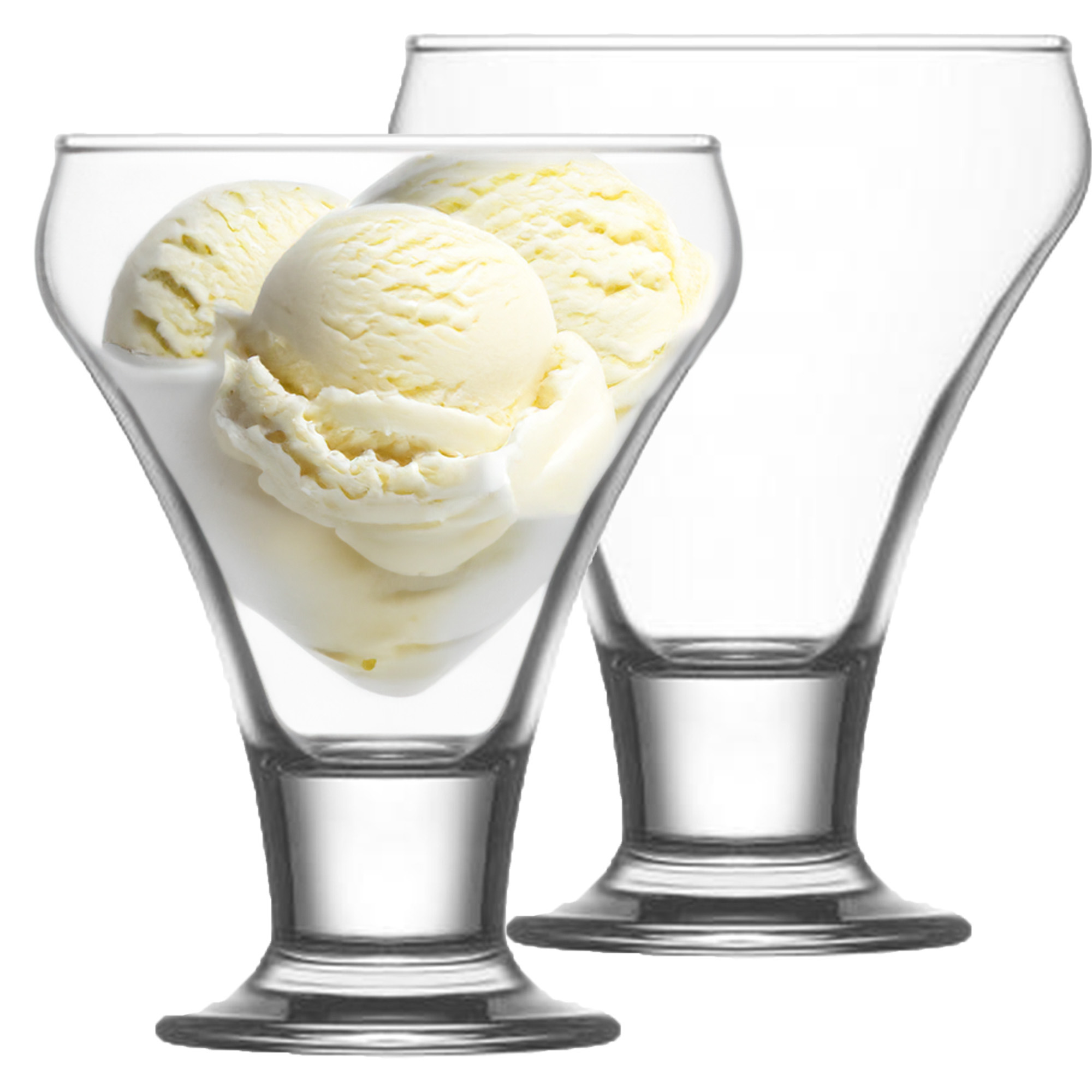 IJcoupes-ijs-dessert serveer schaaltjes op voet set 2x stuks glas 300 ml
