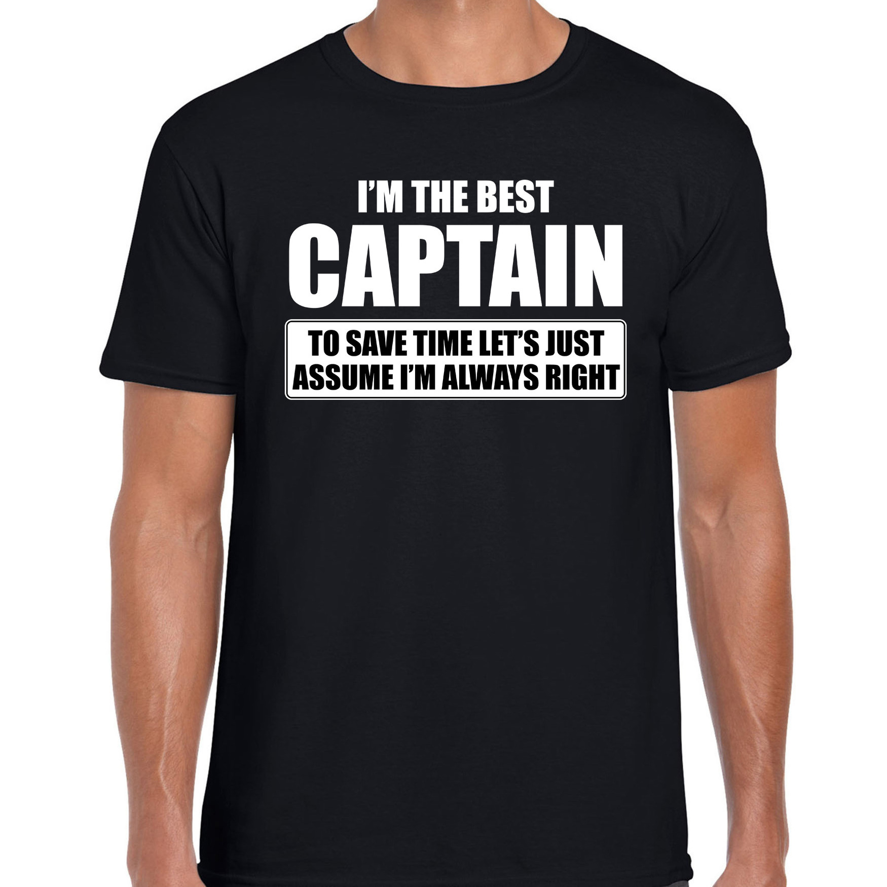 I'm the best captain t-shirt zwart heren De beste kapitein cadeau