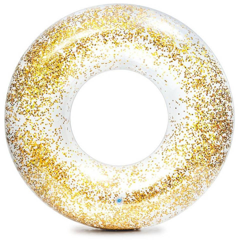 Intex opblaasbare gouden glitter zwemband-zwemring transparant 107 cm