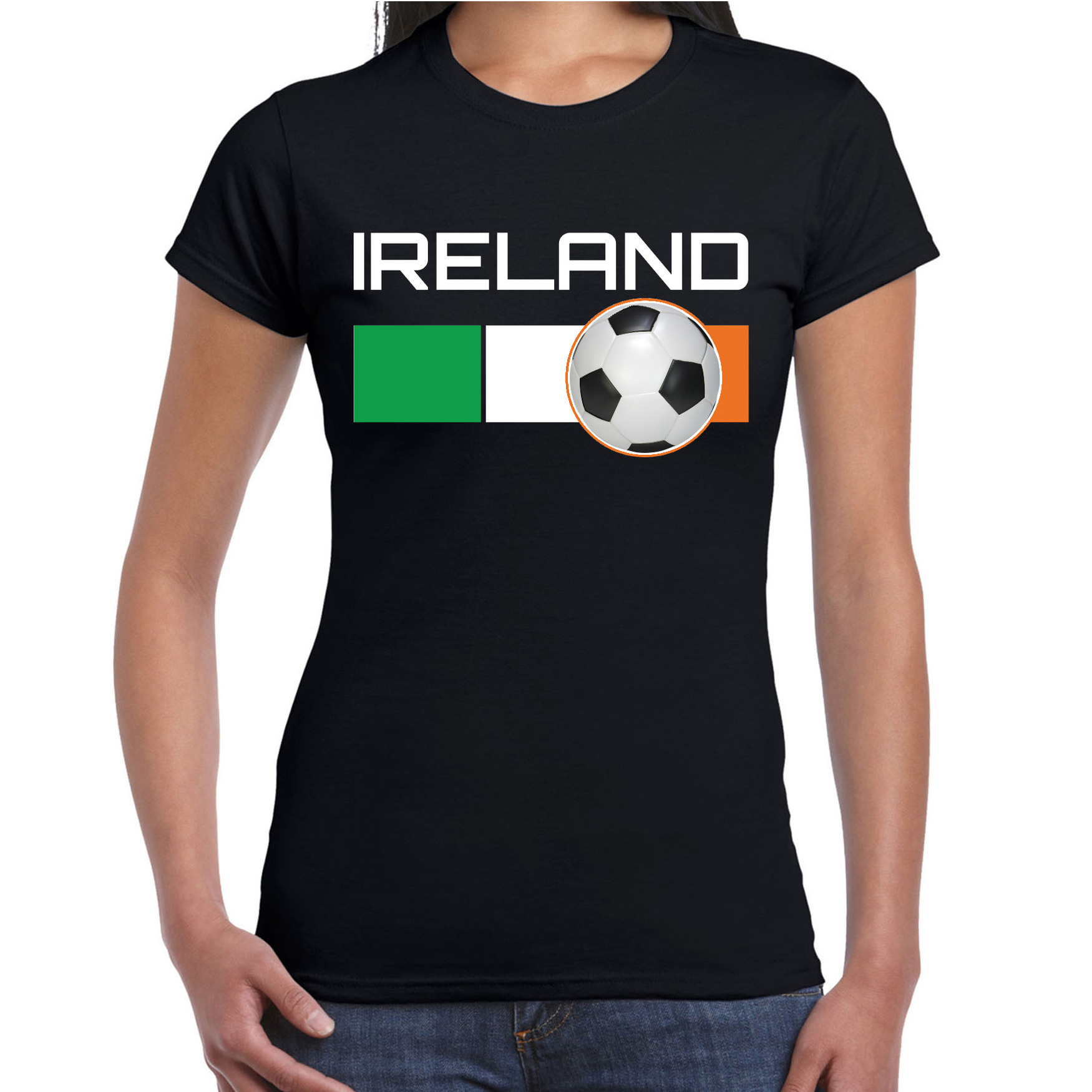 Ireland-Ierland voetbal-landen t-shirt zwart dames