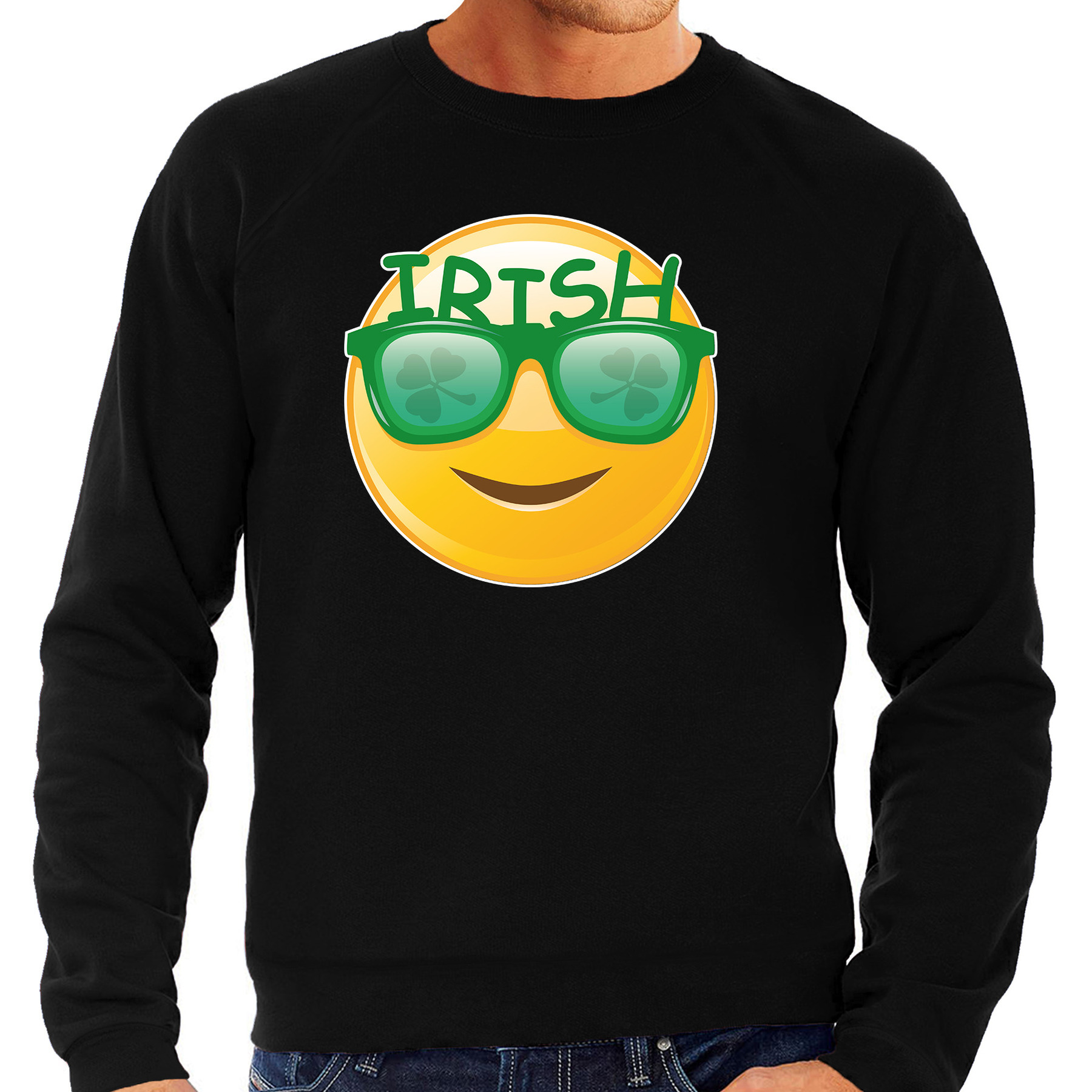 Irish emoticon-St. Patricks day sweater-kostuum zwart heren