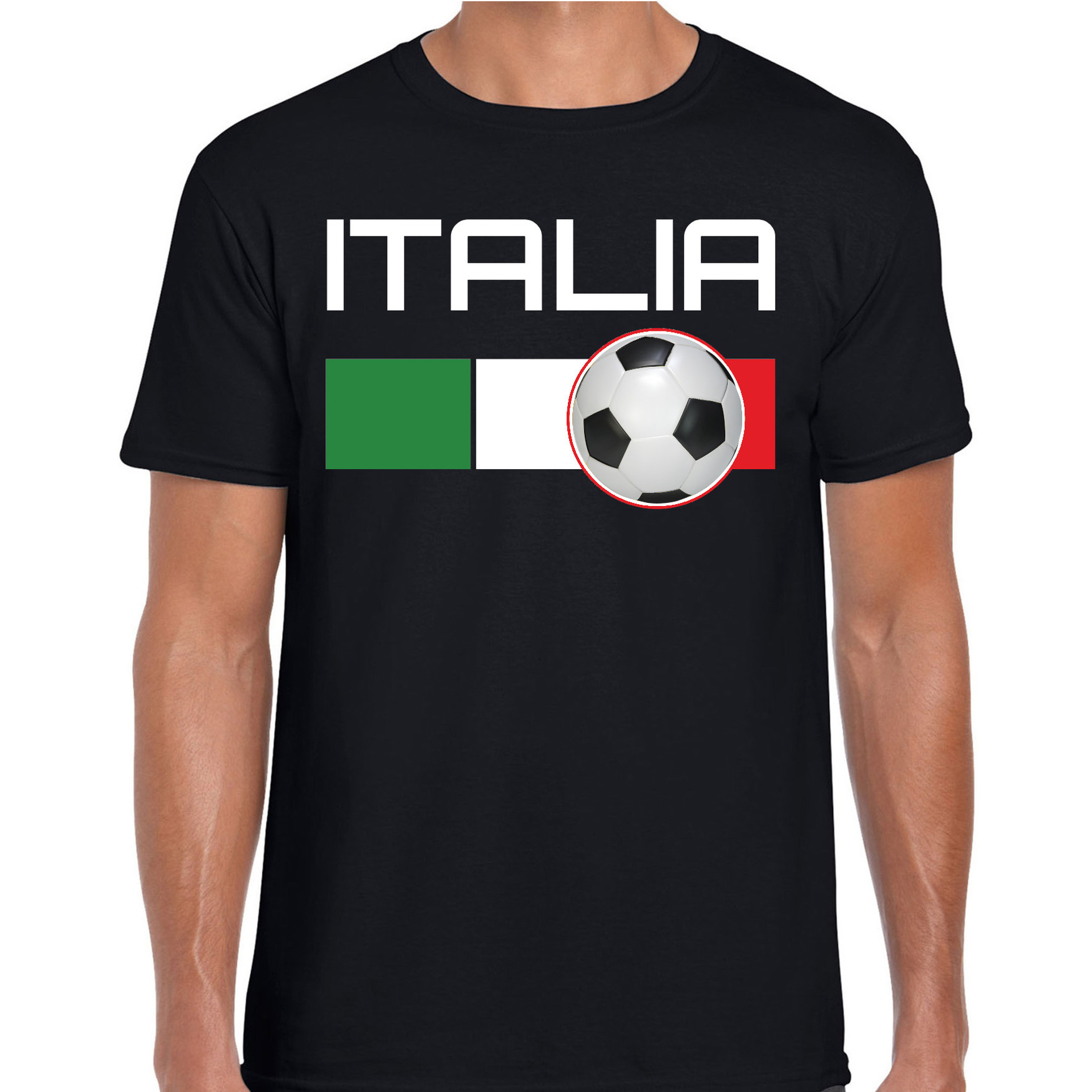 Italia-Italie voetbal-landen t-shirt zwart heren