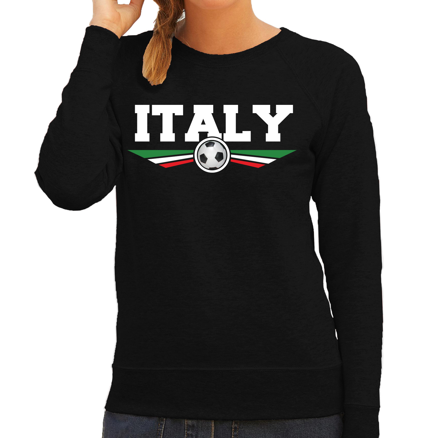 Italie-Italy landen-voetbal sweater zwart dames