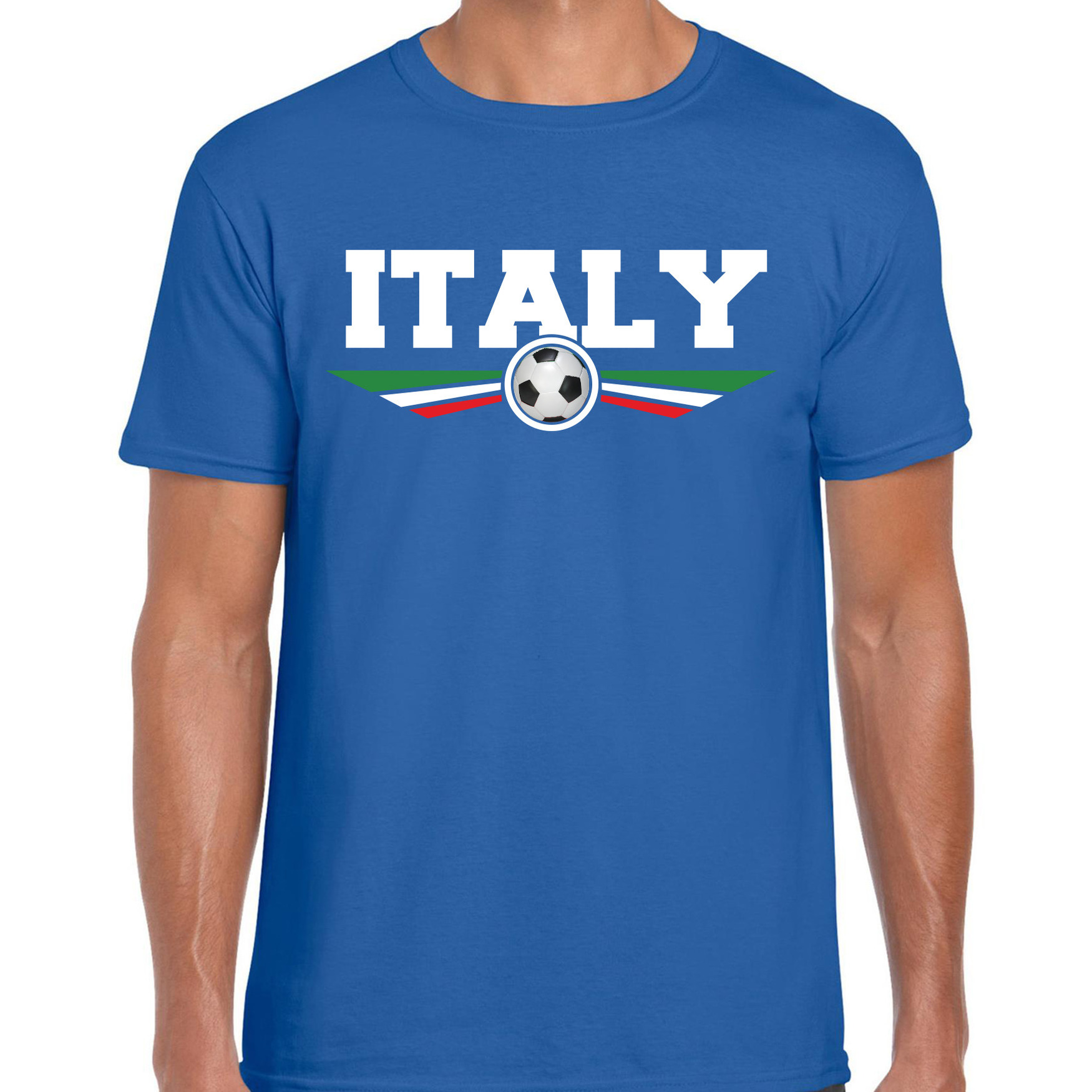 Italie-Italy landen-voetbal t-shirt blauw heren