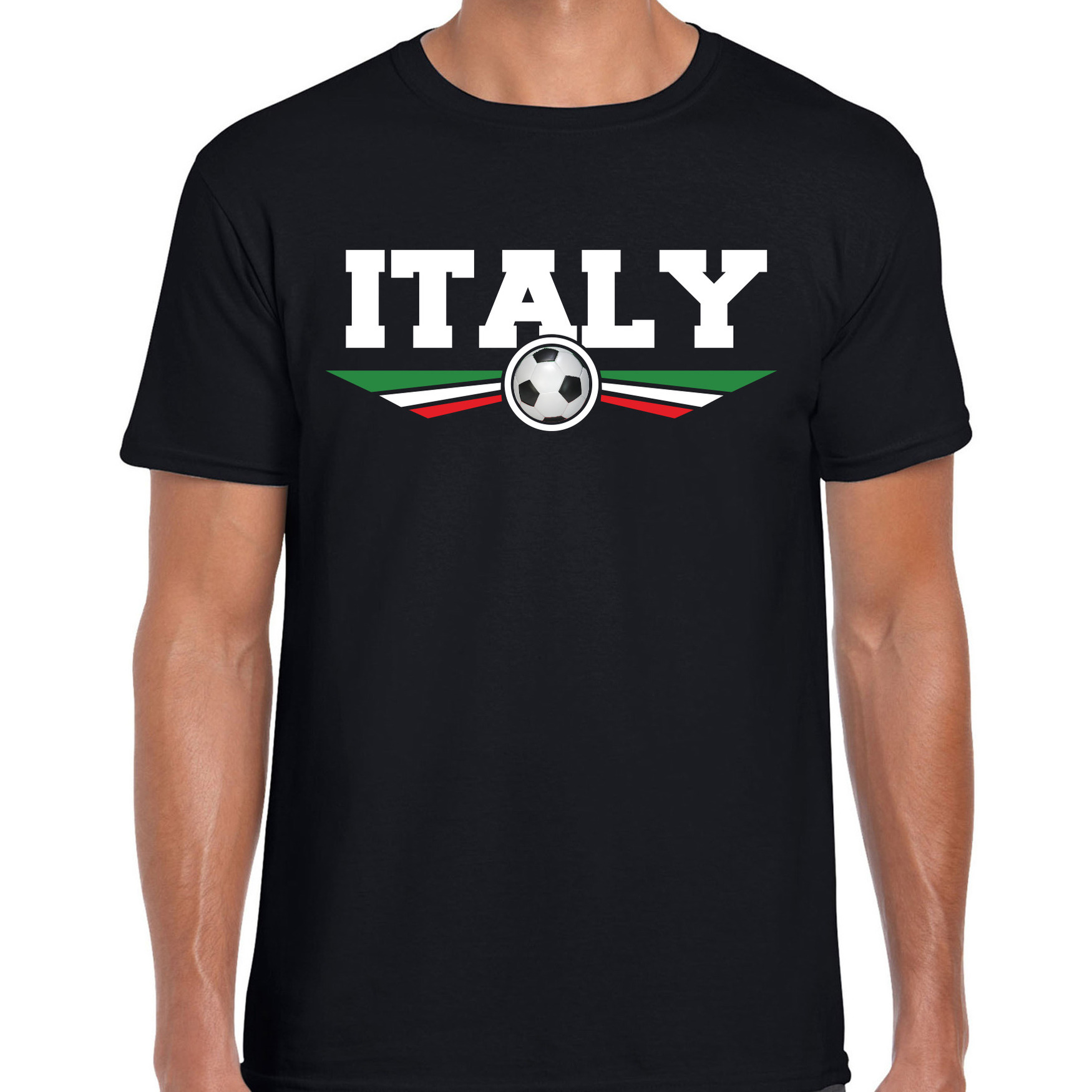 Italie-Italy landen-voetbal t-shirt zwart heren