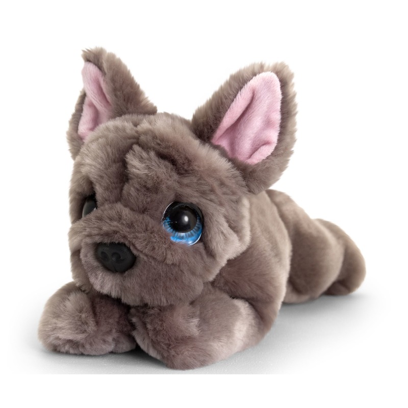 Kraan Brawl uitvinding Speelgoed liggende knuffel Franse bulldog grijs hondje 25 cm - Partyshopper  Dieren knuffels winkel