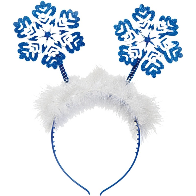 Kerst thema diadeem-tiara blauw met sneeuwvlokken