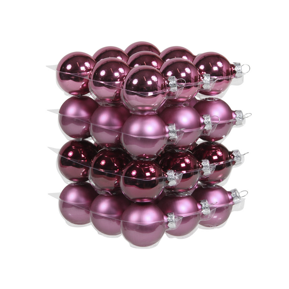 Kerstballen 36x st cherry roze 4 cm glas mat-glans kerstversiering