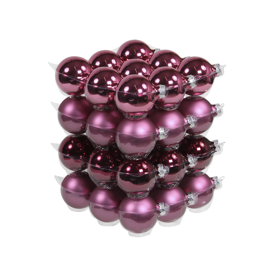Kerstballen 36x st cherry roze 6 cm glas mat-glans kerstversiering